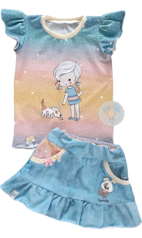 2tlg Set, Gr. 104, Hund, bunt