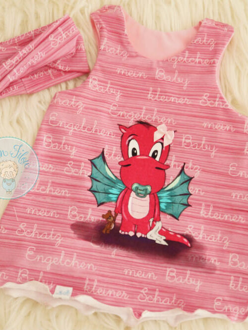2tlg Baby-Set, Gr. 50, Drache, rosa