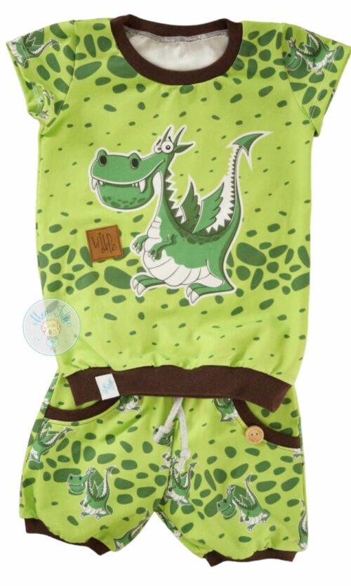 2tlg Set, Gr. 98, Drache, giftgrün