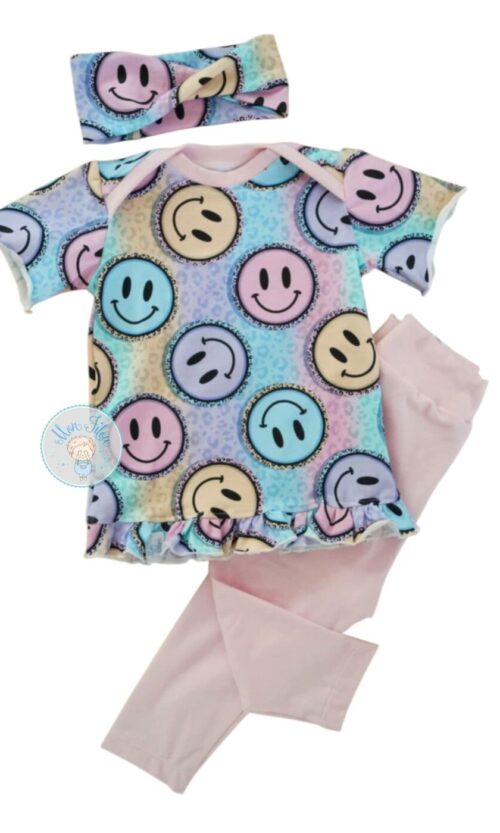 3tlg Baby-Set, Gr. 80, Smile, rosa